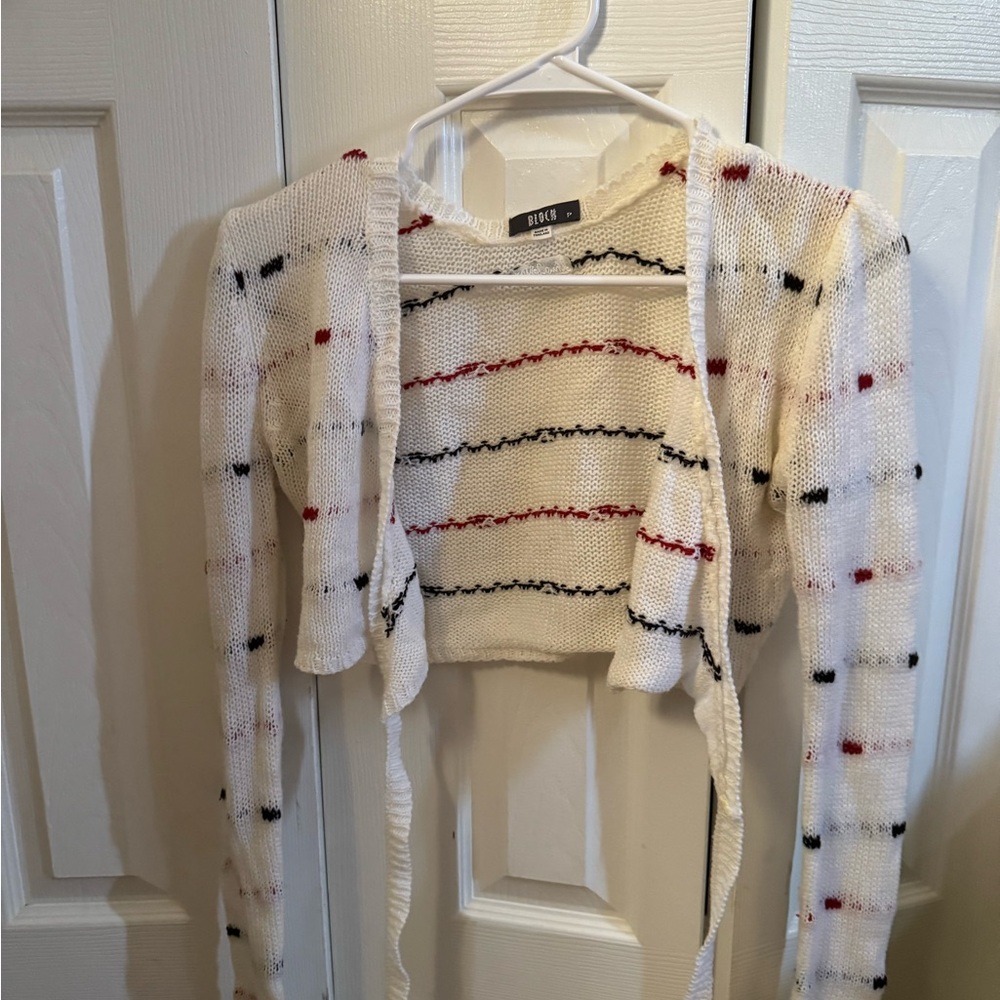 Bloch Cream Knit Cardigan with Black Accents